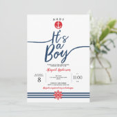 Ahoy, het is een jongen, Nautical, Baby Boy Shower Kaart (Staand voorkant)