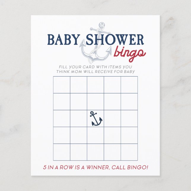 Ahoy Het is een jongen Nautical Baby shower Bingo  (Voorkant)