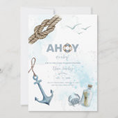 Ahoy. Het is een jongen - Nautical Baby shower Inv Kaart (Voorkant)