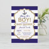 Ahoy, het is een jongen! Nautical Baby shower Invi Kaart (Staand voorkant)