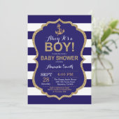 Ahoy, het is een jongen! Nautical Baby shower Invi Kaart (Staand voorkant)