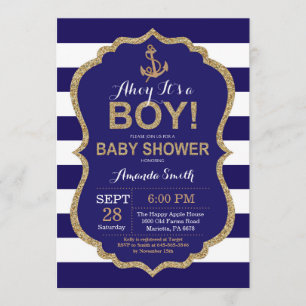 Ahoy, het is een jongen! Nautical Baby shower Invi Kaart