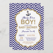 Ahoy, het is een jongen! Nautical Baby shower Invi Kaart (Voorkant / Achterkant)