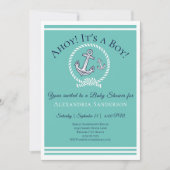 Ahoy, het is een jongen! Nautical Baby shower Invi Kaart (Voorkant)