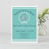 Ahoy, het is een jongen! Nautical Baby shower Invi Kaart (Staand voorkant)