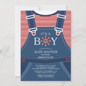 Ahoy, het is een jongen! Nautical Baby shower Invi Kaart (Voorkant)