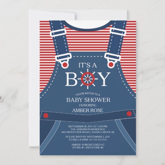 Ahoy, het is een jongen! Nautical Baby shower Invi Kaart (Voorkant)