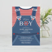 Ahoy, het is een jongen! Nautical Baby shower Invi Kaart (Staand voorkant)