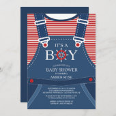 Ahoy, het is een jongen! Nautical Baby shower Invi Kaart (Voorkant / Achterkant)
