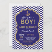 Ahoy, het is een jongen! Nautical Baby shower Invi Kaart (Voorkant)