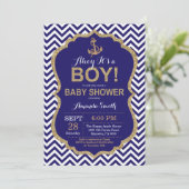 Ahoy, het is een jongen! Nautical Baby shower Invi Kaart (Staand voorkant)