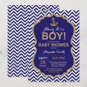 Ahoy, het is een jongen! Nautical Baby shower Invi Kaart (Voorkant / Achterkant)