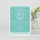 Ahoy, het is een jongen! Nautical Baby shower Invi Kaart (Staand voorkant)