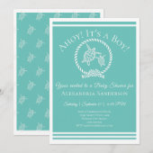 Ahoy, het is een jongen! Nautical Baby shower Invi Kaart (Voorkant / Achterkant)