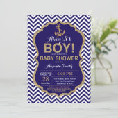 Ahoy, het is een jongen! Nautical Baby shower Invi Kaart (Staand voorkant)
