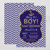 Ahoy, het is een jongen! Nautical Baby shower Invi Kaart (Voorkant / Achterkant)