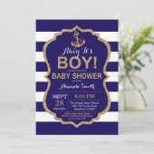 Ahoy, het is een jongen! Nautical Baby shower Invi Kaart (Staand voorkant)