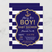 Ahoy, het is een jongen! Nautical Baby shower Invi Kaart (Voorkant / Achterkant)