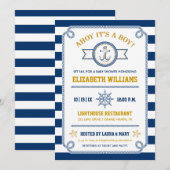 Ahoy Het is een jongen! Nautical Baby shower Invit Kaart (Voorkant / Achterkant)