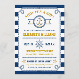 Ahoy Het is een jongen! Nautical Baby shower Invit Kaart