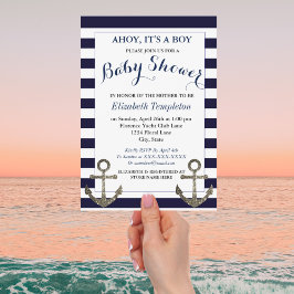 Ahoy Het is een Jongen Nautical Baby Shower Invita Kaart
