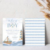 Ahoy Het is een Jongen Nautical Baby shower Invita Kaart