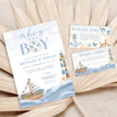 Ahoy Het is een Jongen Nautical Baby shower Invita Kaart