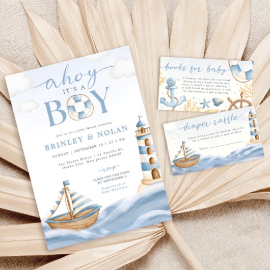 Ahoy Het is een Jongen Nautical Baby shower Invita Kaart