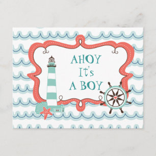 Ahoy Het is een Jongen Nautical Baby shower Invita Kaart