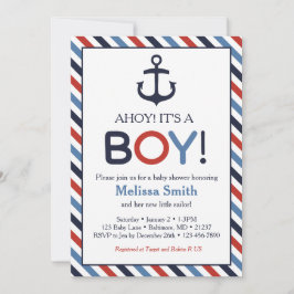 Ahoy Het is een Jongen Nautical Baby shower Invita Kaart