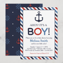 Ahoy Het is een Jongen Nautical Baby shower Invita Kaart