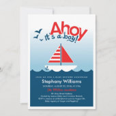 Ahoy het is een Jongen Nautical Baby shower Invite Kaart (Voorkant)