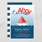 Ahoy het is een Jongen Nautical Baby shower Invite Kaart (Voorkant / Achterkant)