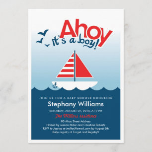 Ahoy het is een Jongen Nautical Baby shower Invite Kaart