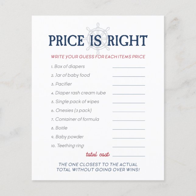 Ahoy Het is een Jongen Nautical Baby shower Price  (Voorkant)