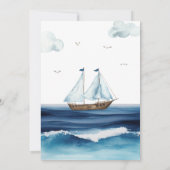 Ahoy. Het is een Jongen Nautical Baby shower Uitno Kaart (Achterkant)