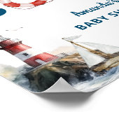 Ahoy Het is een Jongen Nautical Baby shower Welcom Poster (Hoek)