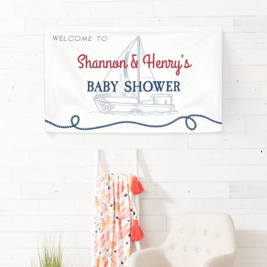 Ahoy Het is een Jongen Nautical Baby shower Welcom Spandoek (Insitu)