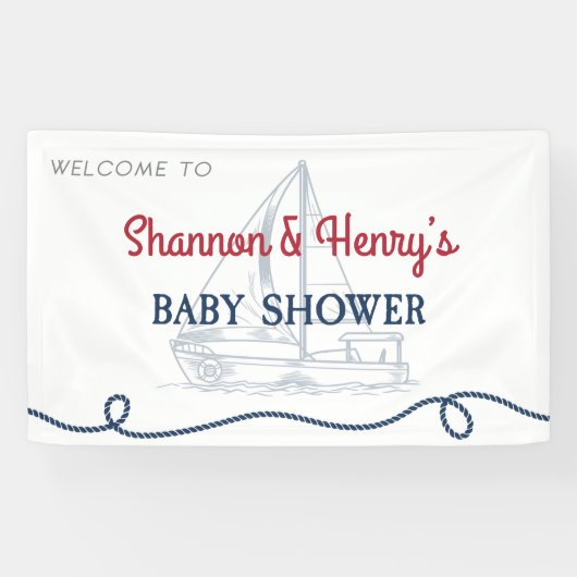 Ahoy Het is een Jongen Nautical Baby shower Welcom Spandoek (Horizontaal)