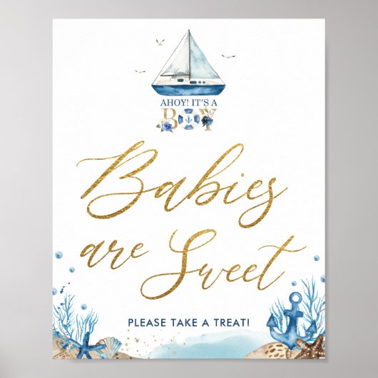 Ahoy Het is een jongen Nautical Baby's zijn Sweet  Poster (Voorkant)