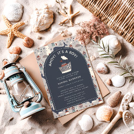 Ahoy Het is een jongen Nautical Blue Baby shower Kaart