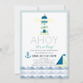 Ahoy Het is een jongen Nautical Blue Baby shower Kaart (Voorkant)