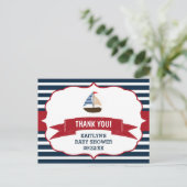 Ahoy, het is een jongen! Nautical Boat Baby Dank u Briefkaart (Staand voorkant)