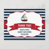 Ahoy, het is een jongen! Nautical Boat Baby Dank u Briefkaart (Voorkant)