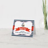 Ahoy, het is een jongen! Nautical Boat Baby shower Bedankkaart (Voorkant)