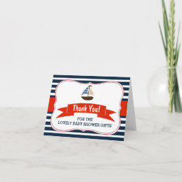 Ahoy, het is een jongen! Nautical Boat Baby shower Bedankkaart