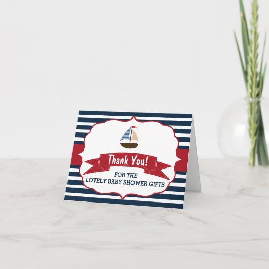 Ahoy, het is een jongen! Nautical Boat Baby shower Bedankkaart (Voorkant)