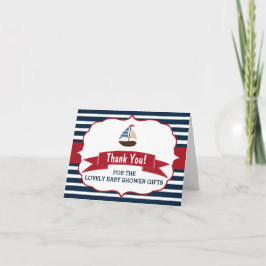 Ahoy, het is een jongen! Nautical Boat Baby shower Bedankkaart