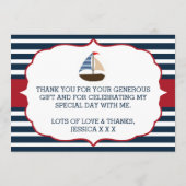 Ahoy, het is een jongen! Nautical Boat Baby shower Bedankkaart (Achterkant)