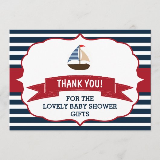 Ahoy, het is een jongen! Nautical Boat Baby shower Bedankkaart (Voorkant)